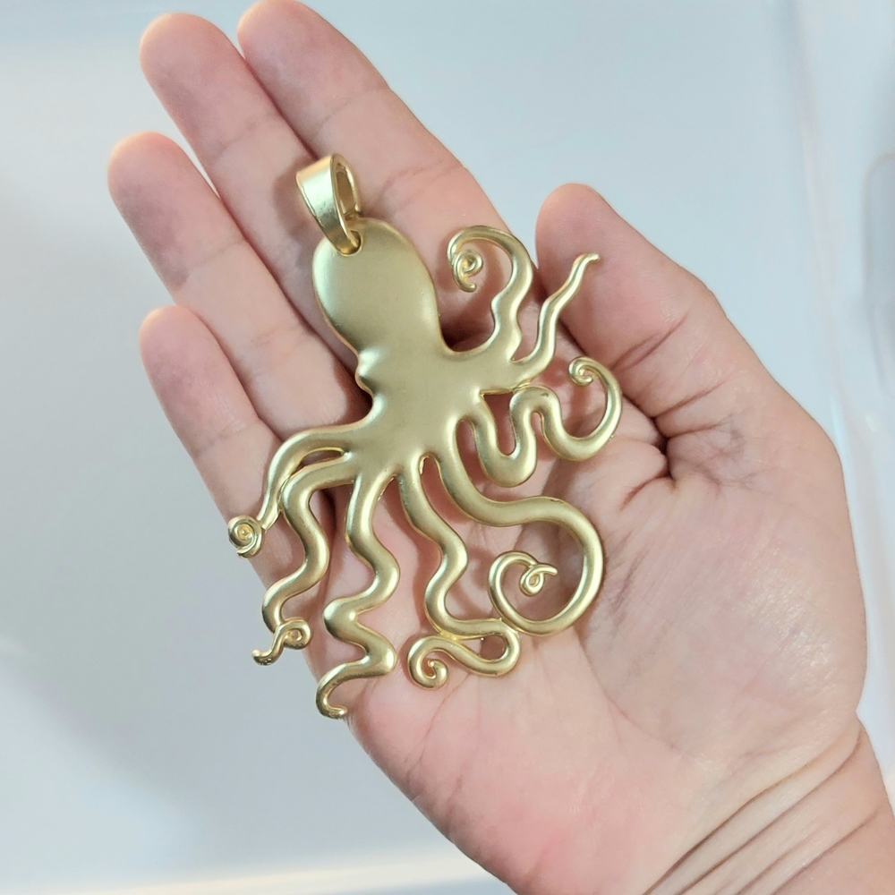 Gold Octopus Necklace Pendant - Womens Jewelry Sealife Squid